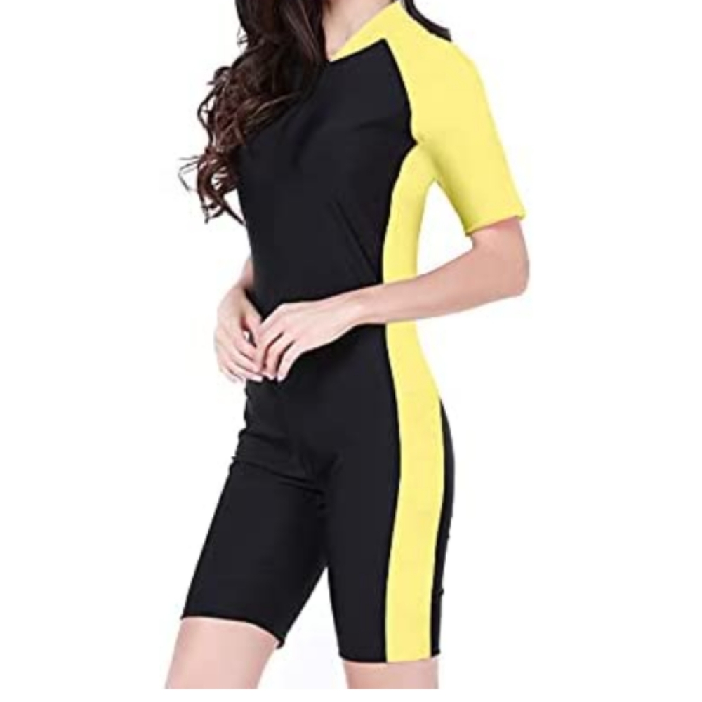 Women One Piece Wetsuit Short Sleeve Half Sleeve Leotard for Diving Spearfishing